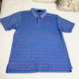 Daniel Cremieux Men's Blue and Red Striped Polo Shirt Size XL